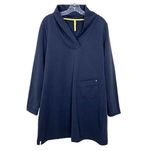 Lole Womens XL Tunic Calm Dress Shawl Collar Gray Fleece Pocket Lagenlook - Picture 1 of 16
